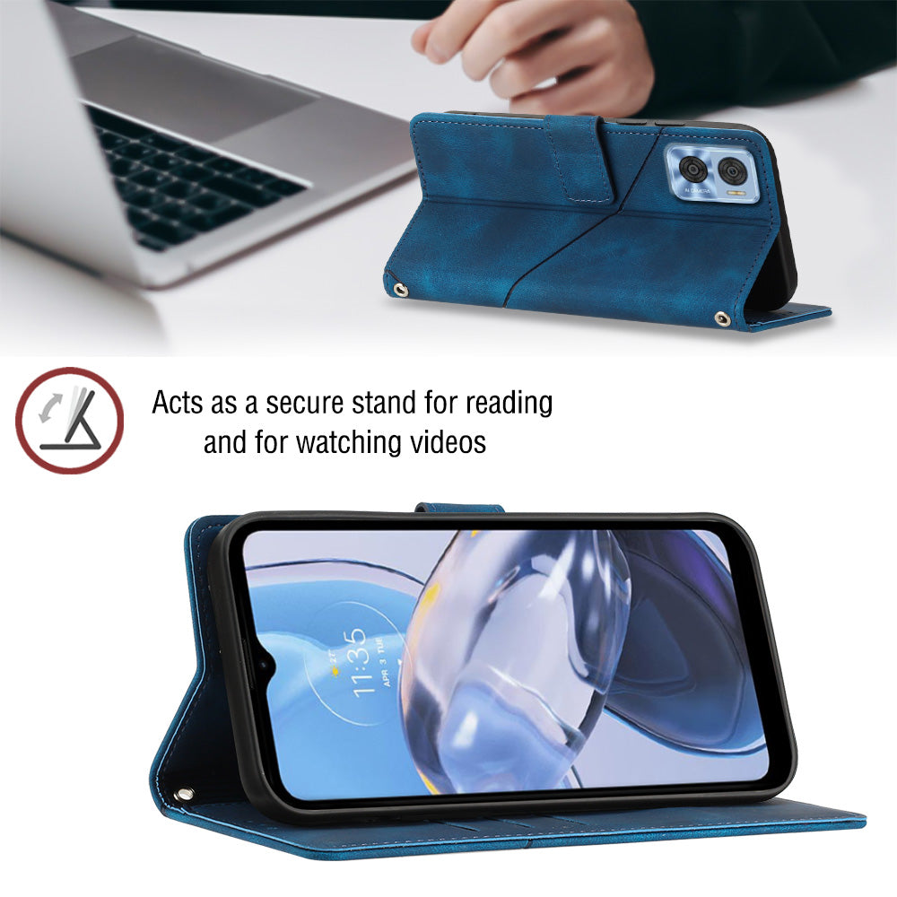 PT005 YB Imprinting Series-6 Stand Shell for Motorola Moto E22 4G E22i 4G Skin Touch Leather Wallet Protective Case PT005 YB Imprinting Series-6 Stand Shell for Motorola Moto E22 4G E22i 4G Skin Touch Leather Wallet Protective Case